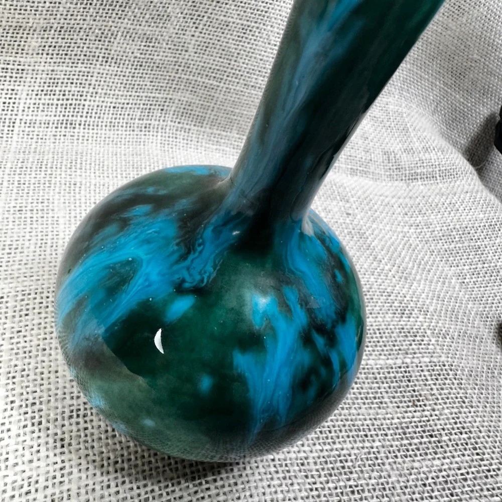 Harden Rosen Studio Pottery Bud Vase Blue Green Drip Glaze Handcrafted 5.75
